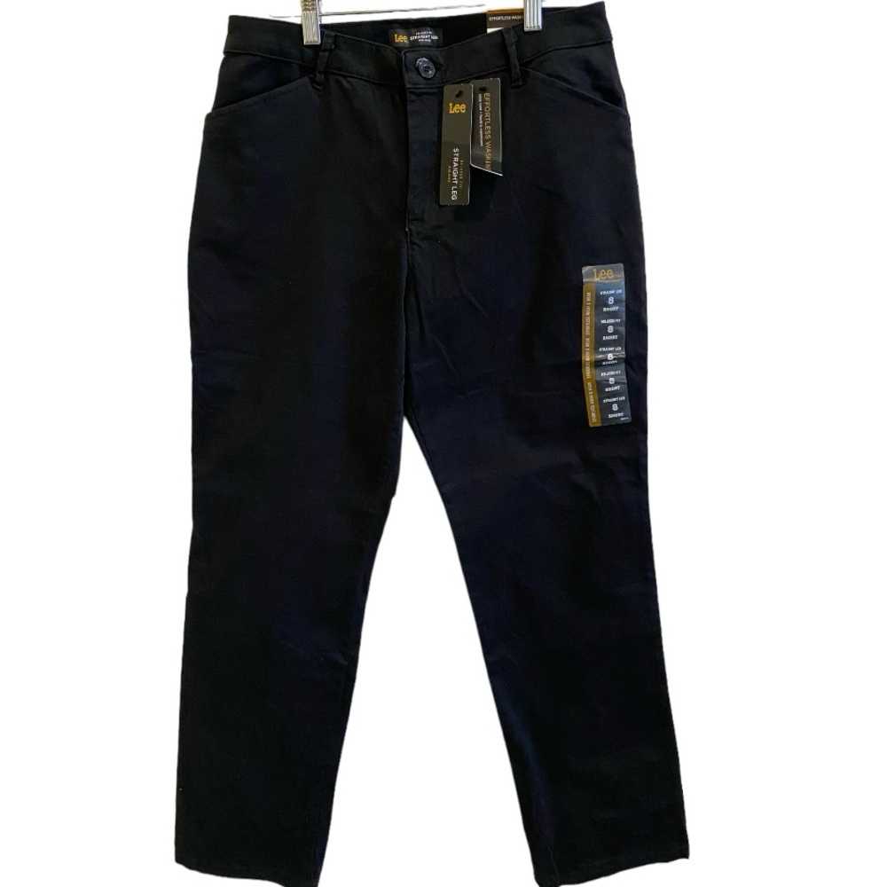 Lee Pant Women Straight Leg Mid-Rise Effortless Wash Black Size 8 Short